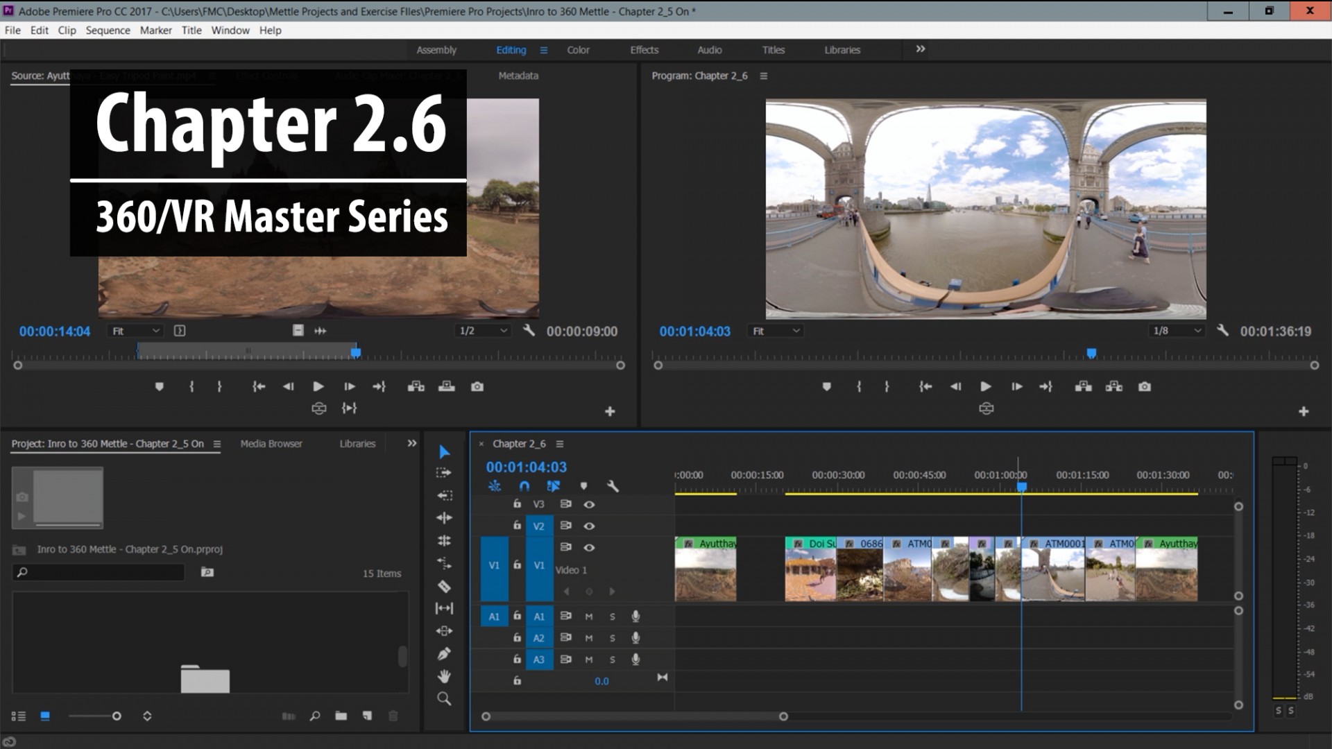 Chapter 2.6: Copying, Cutting and Pasting 360 clips in the timeline | 360/VR Master Series