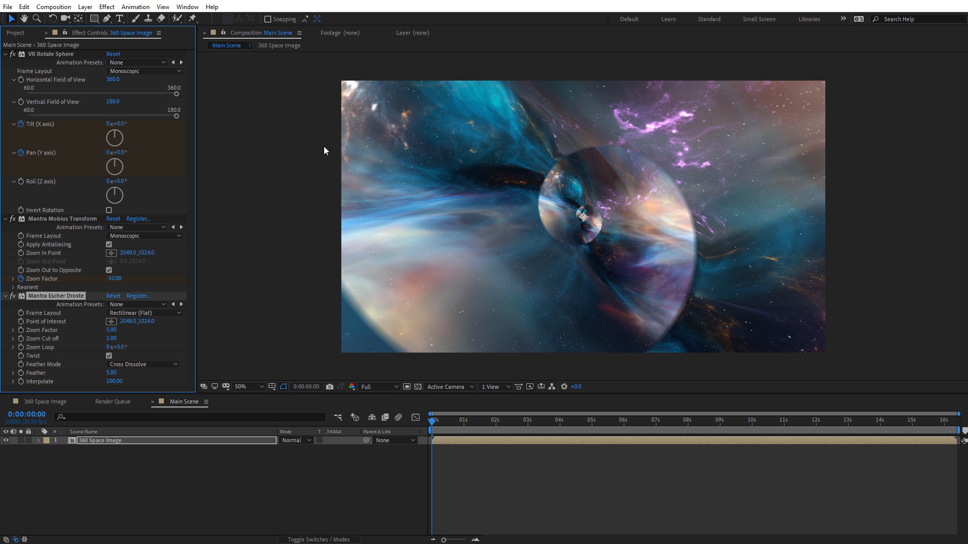 Create a Droste Effect Space Scene | After Effects | FLUX | Mantra V2