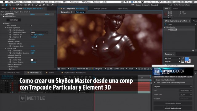 How to Create 360 Video in After Effects with Trapcode Particular and Element 3D | SkyBox | English-French-Spanish